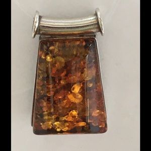 Bold and Beautiful Amber &Sterling Silver Pendant